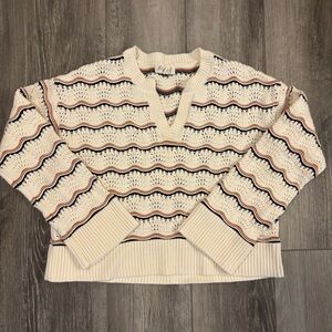 🤎Marled🤎 Crochet V-Neck Sweater